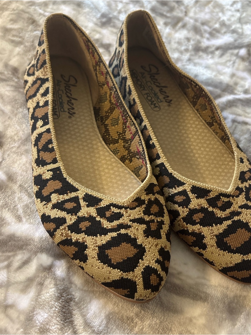 Skechers Women's Leopard Knit Slip-On Flats - Black, Tan & Brown